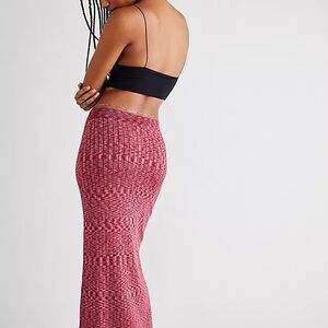 Free People Marled Ribbed Maxi Skirt - Rose